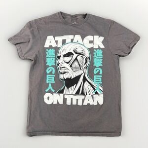Attack On Titan Graphic T Shirt Mens Size M Gray Anime Dark Fantasy Y2K Manga